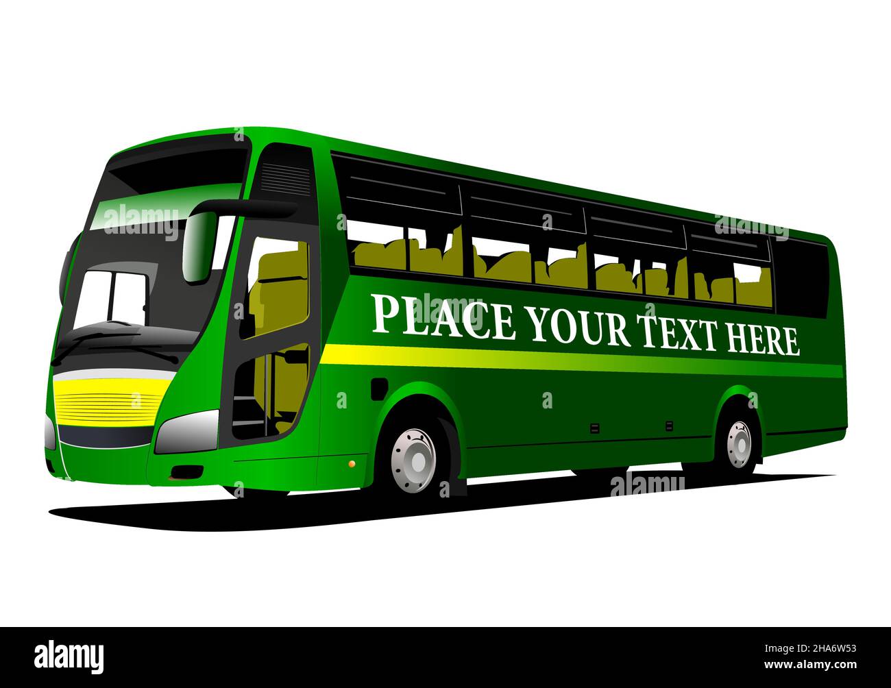 Green Tourist o City bus sulla strada. Allenatore. Illustrazione del vettore 3D Illustrazione Vettoriale