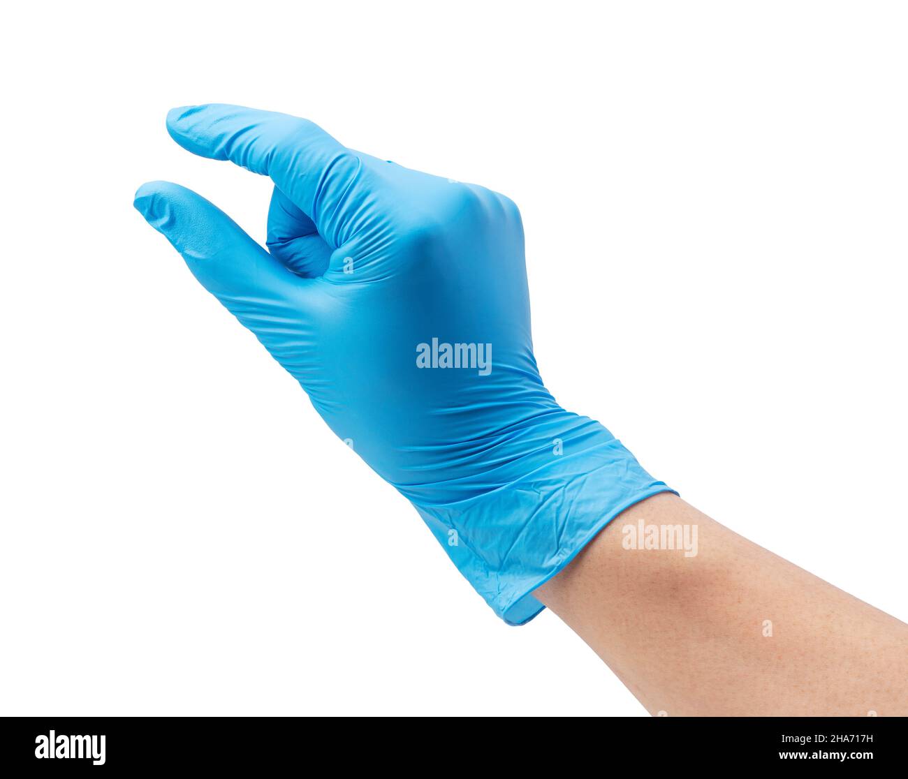 Guanti in nitrile da uomo su sfondo bianco Foto Stock