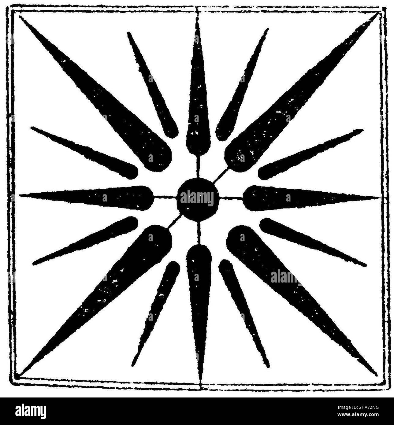 Uranisco, decorazione a forma di stella di un pannello di soffitto greco a cassettoni. Dalla Propylea di Atene. Oro su sfondo blu. Il modello naturale è il firmamento con le sue stelle. (Anchun), , ML (libro di modelli, ) Foto Stock Uranisco, decorazione a forma di stella di un pannello di soffitto greco a cassettoni. Dalla Propylea di Atene. Oro su sfondo blu. Il modello naturale è il firmamento con le sue stelle. (Anchun), , ML (libro di modelli, ) Foto Stock