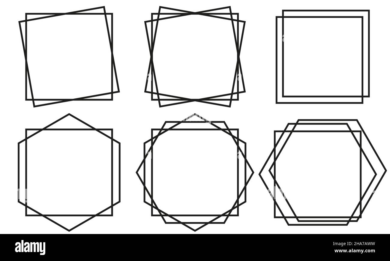 Cornici geometriche nere con quadrato. Stile art deco per l'invito al  matrimonio, quadri dorati con linee sottili Immagine e Vettoriale - Alamy