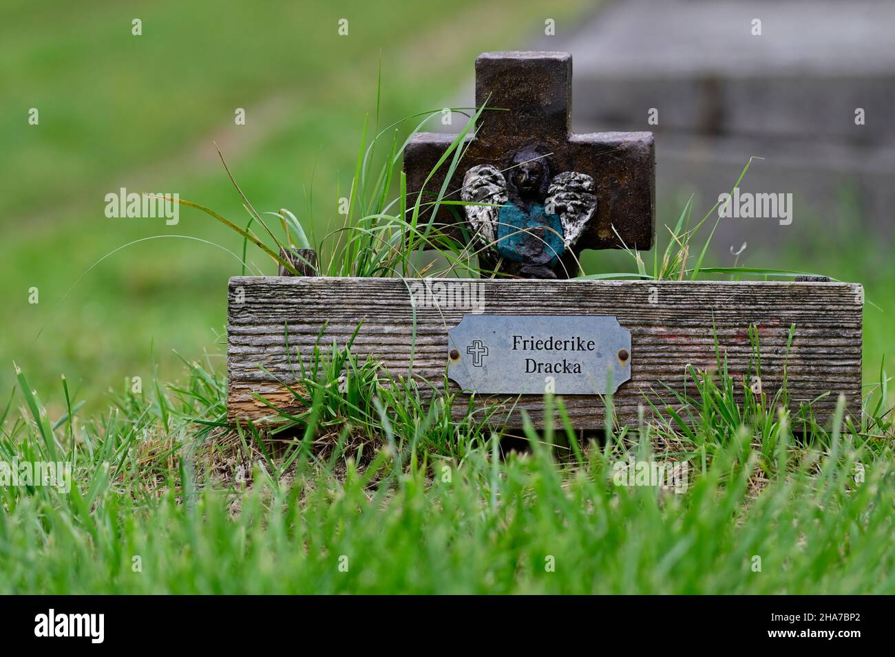 Vienna, Austria. Il cimitero centrale di Vienna. Tomba semplice al cimitero centrale Foto Stock