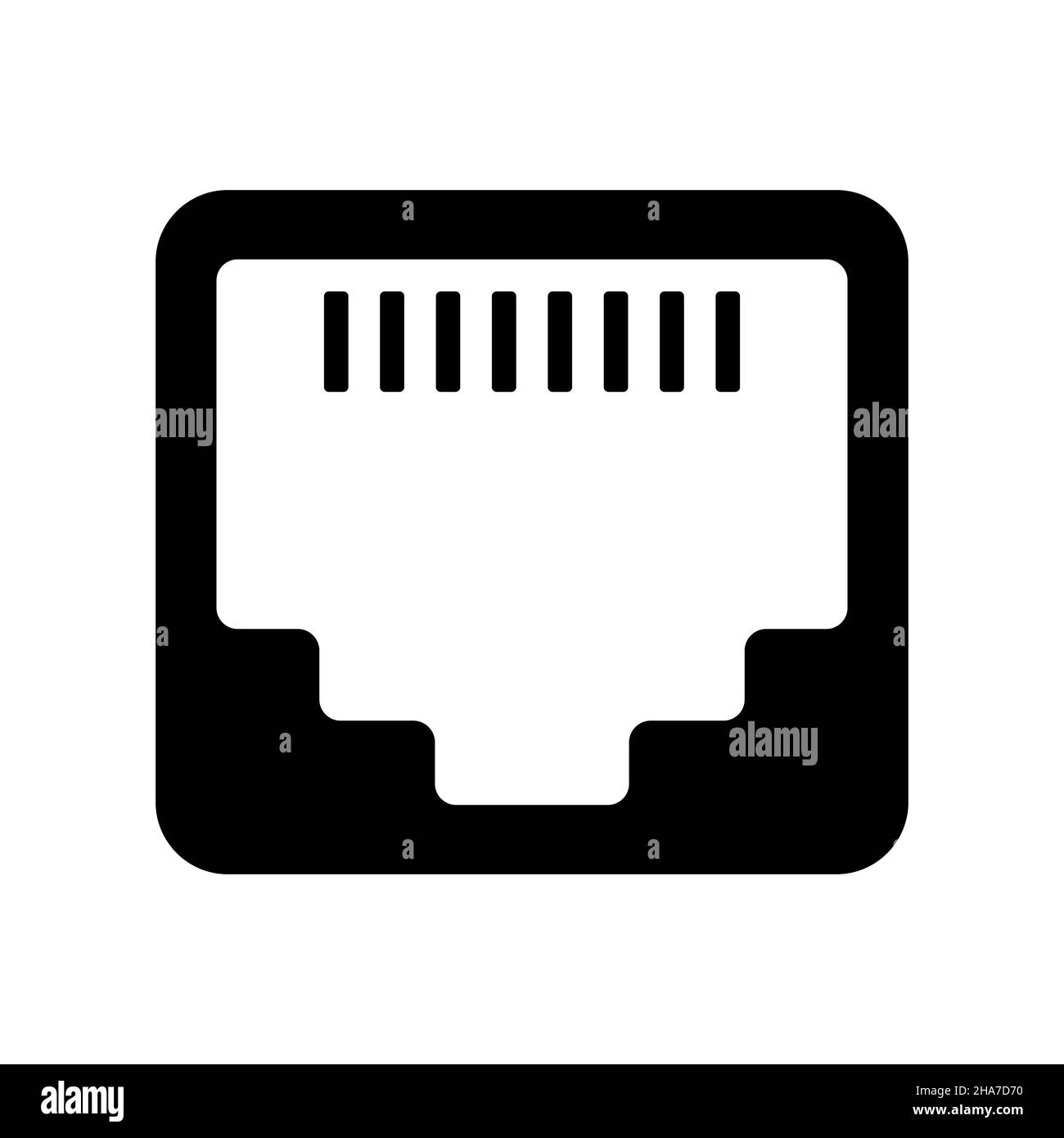 Icona della porta Ethernet, porta di rete LAN, illustrazione della porta di comunicazione Illustrazione Vettoriale