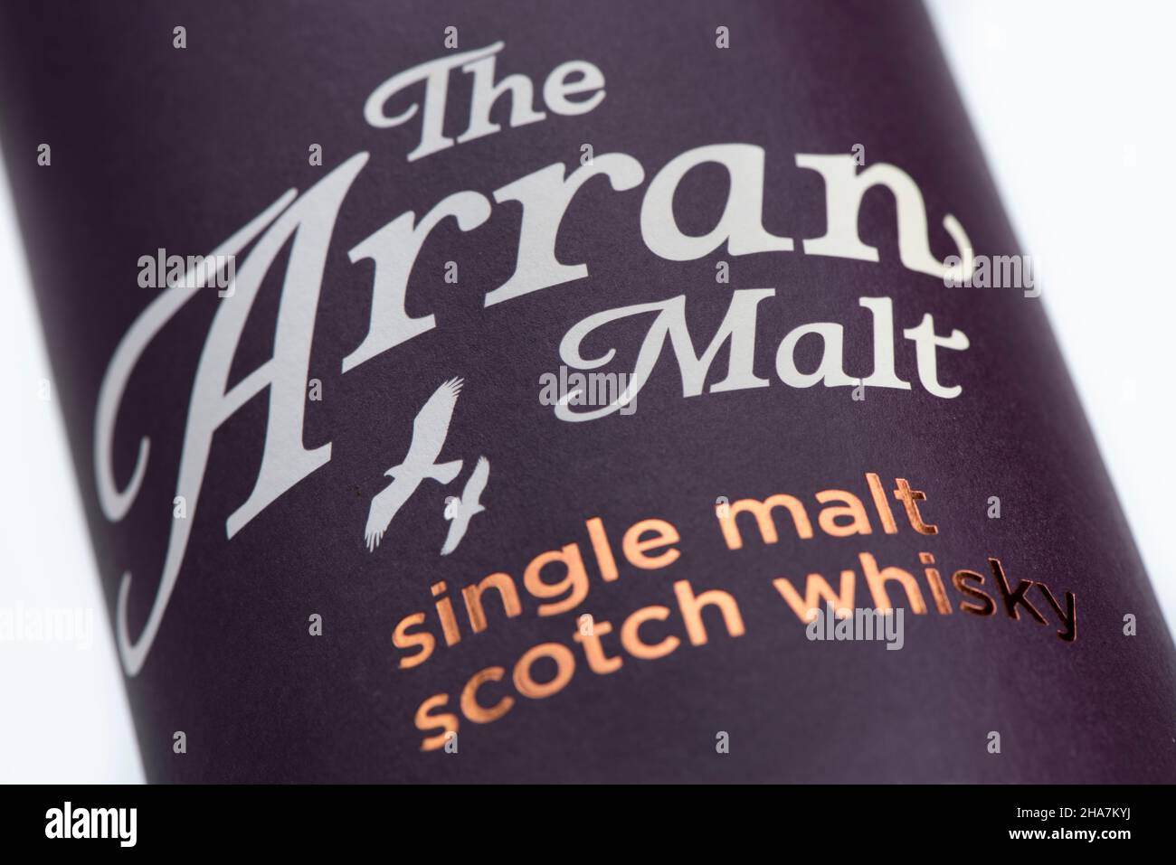EDIMBURGO, SCOZIA - 10 DICEMBRE 2021: Scatola di ARRAN single malto scotch whisky Foto Stock
