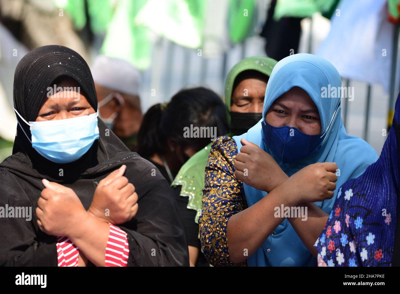 Thailandia - 11 dicembre 2021, di fronte all'ufficio delle Nazioni Unite a Bangkok, Villagers dal distretto di Chana, Songkhla, protesta contro il progetto di proprietà industriale. Foto Stock