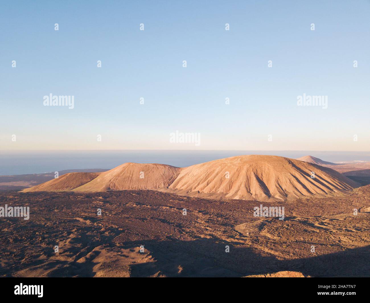 Incredibile paesaggio vulcanico del Parco Nazionale di Timanfaya. Lanzarote, Isole Canarie, Spagna Foto Stock