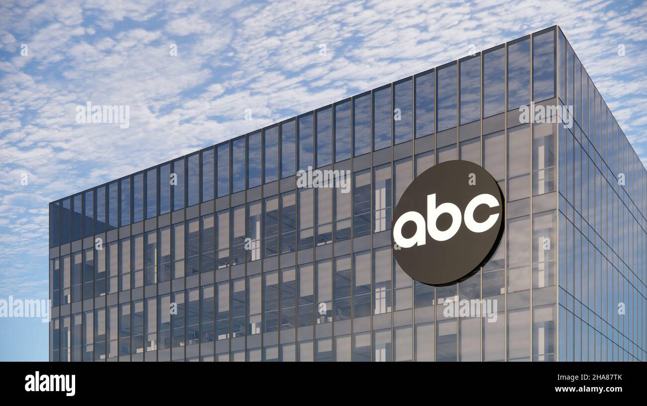 New York, NY, USA. 17 ottobre 2021, solo per uso editoriale, 3D CGI. ABC American Broadcasting Company è multinazionale Commercial Broadcast Television NE Foto Stock