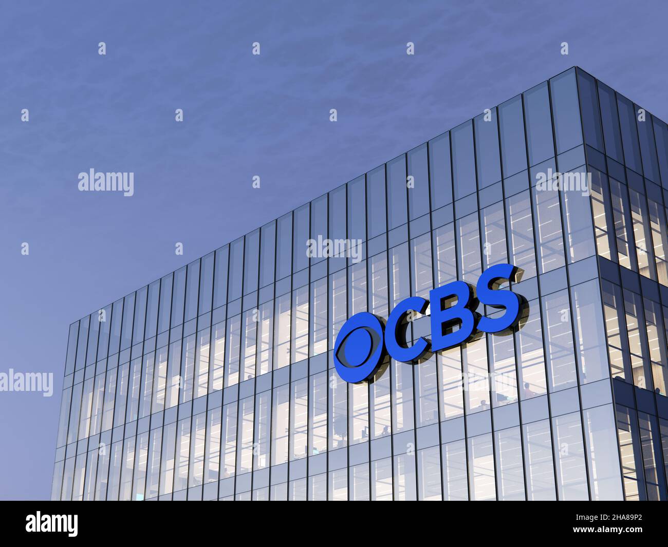 New York, NY, USA. 5 luglio 2021, solo per uso editoriale, 3D CGI. CBS American Broadcasting Company è una multinazionale Commercial Broadcast Television Networ Foto Stock