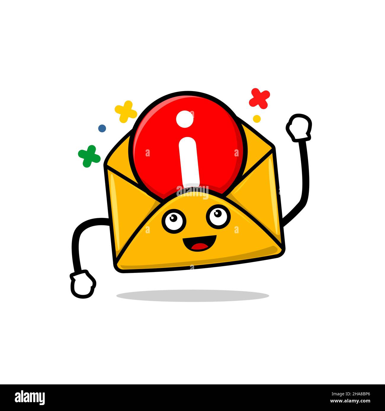 importante concetto di email. email carino isolato cartoon faccia illustrazione vettoriale Illustrazione Vettoriale