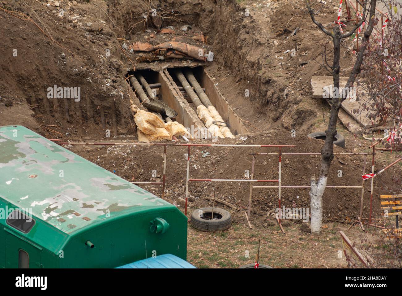 Guasto nella tubazione di riscaldamento Foto Stock