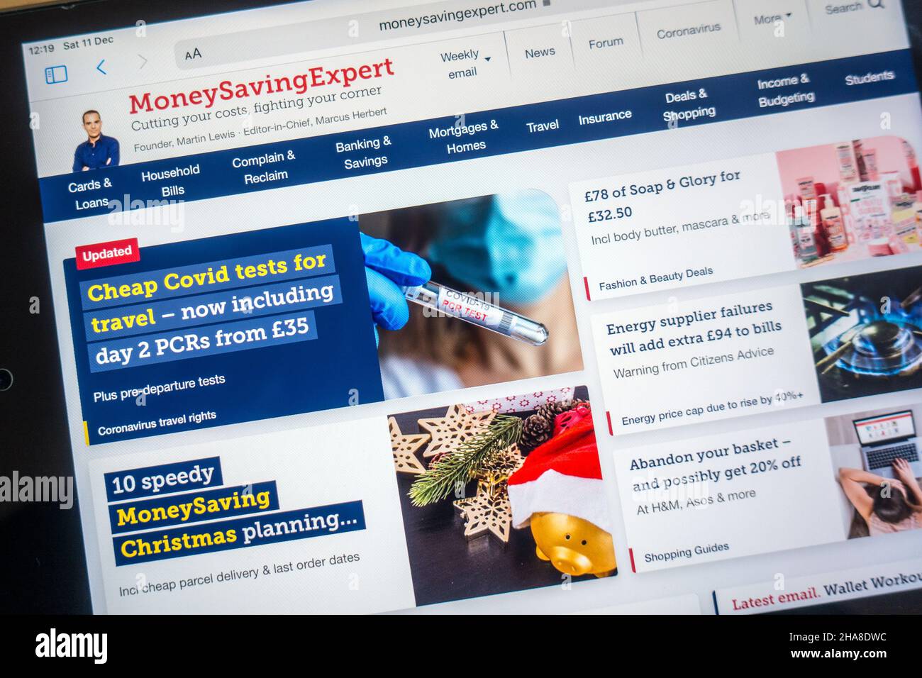 Sito Web MoneySavingExpert su un dispositivo smart portatile Foto Stock