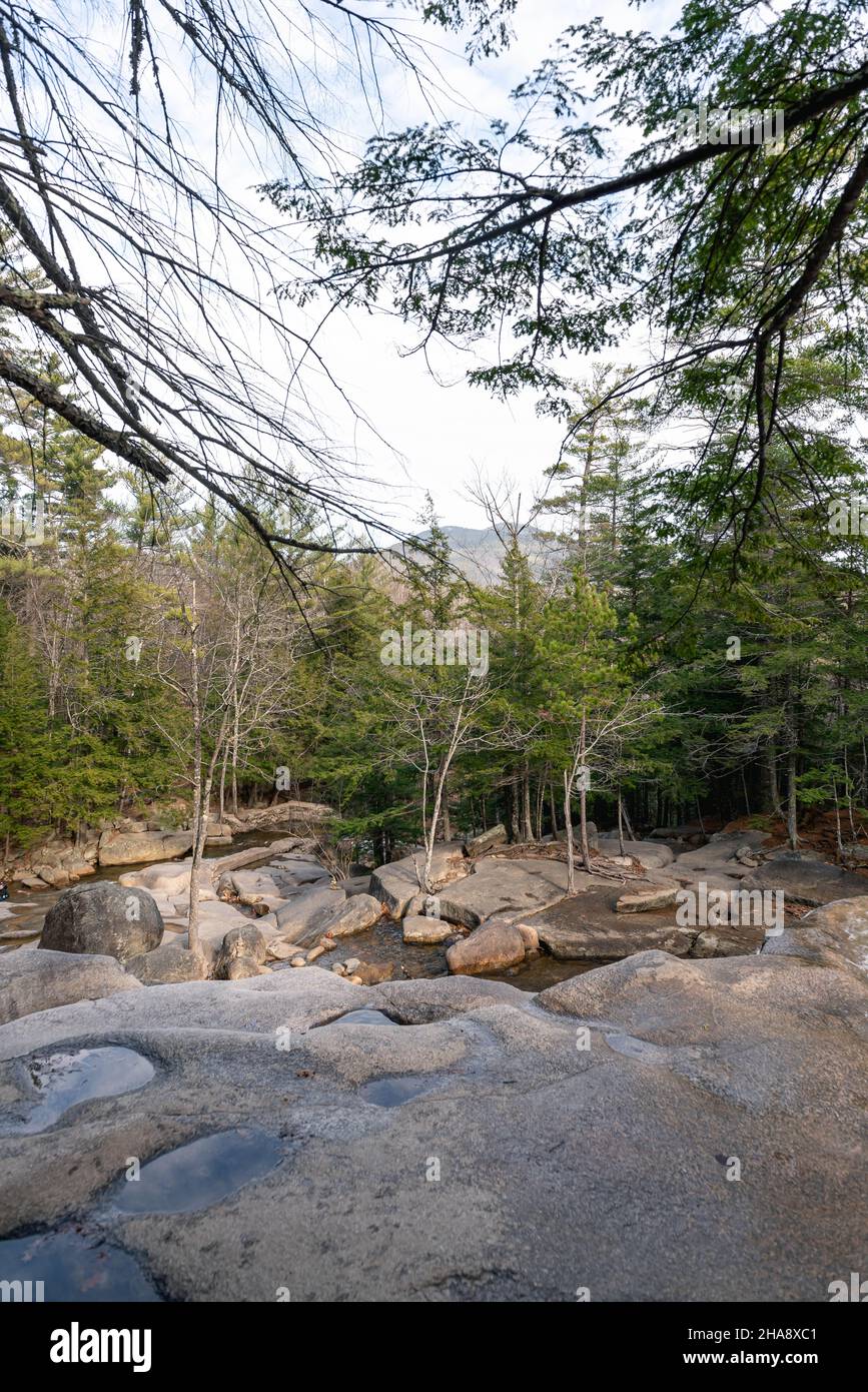 Dianaa's Bath è una serie di piccole cascate nella zona di North Conway del New Hampshire, Stati Uniti. Foto Stock