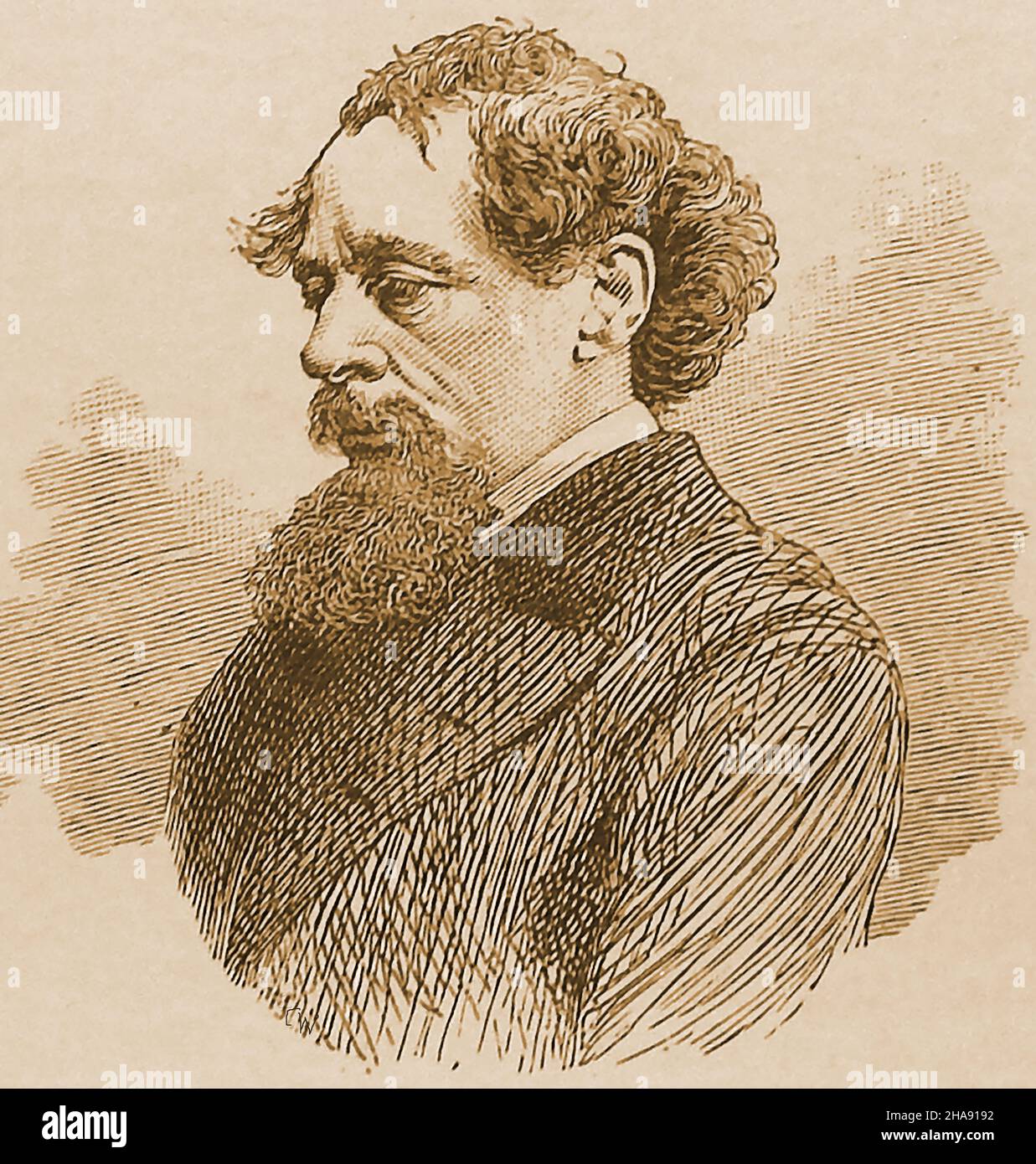 Un ritratto inciso del 19th secolo dell'autore Charles Dickens. Charles John Huffam Dickens FRSA ( 1812 – 1870 ) fu anche filantropo Foto Stock