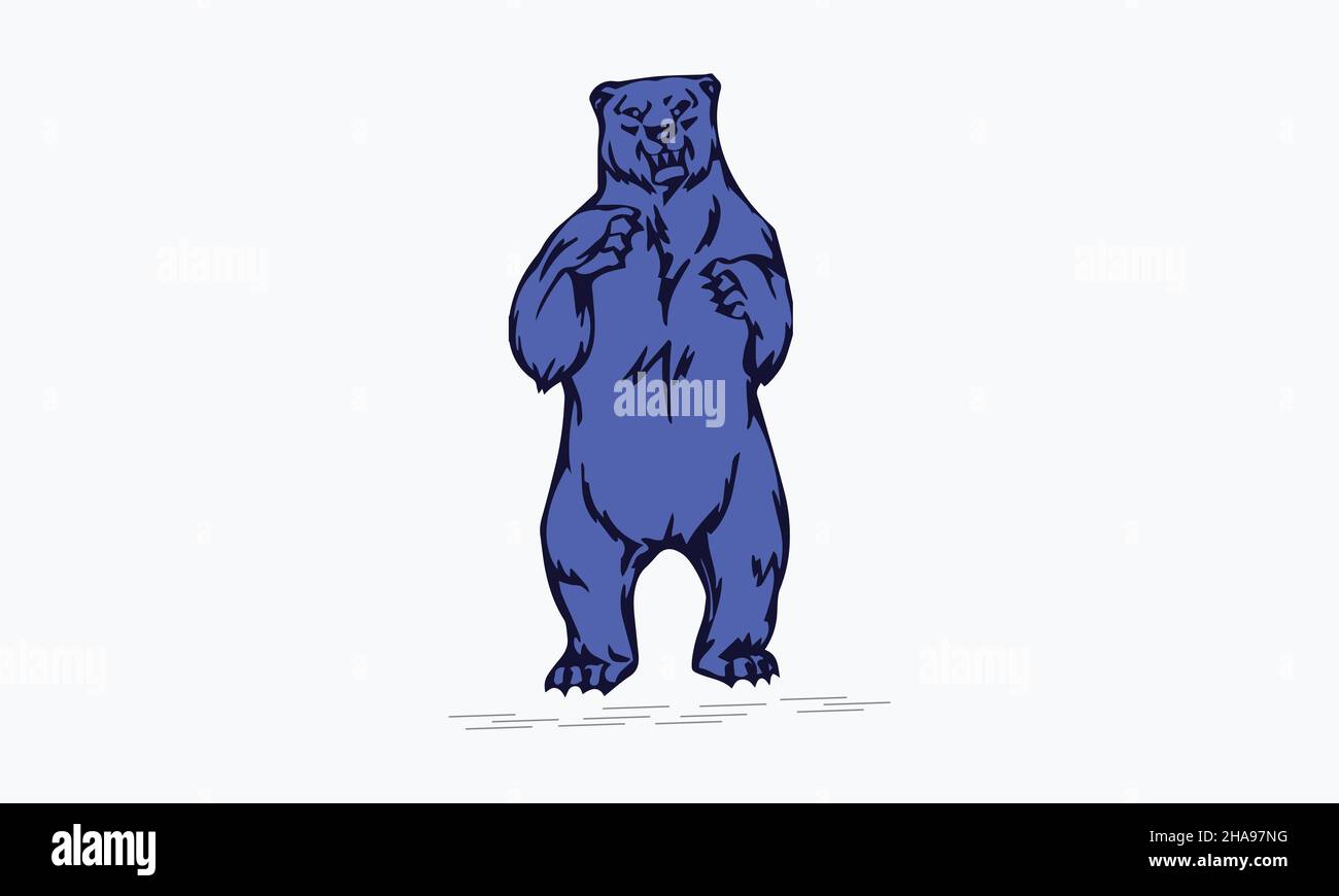 Disegno vettoriale della mascotte del corpo dell'orso, modello di sfondo della fauna selvatica dell'orso bello Illustrazione Vettoriale