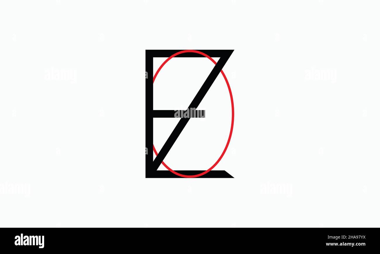 Lettera iniziale EZO cerchio collegato logo monogramma minuscolo nero e rosso Illustrazione Vettoriale
