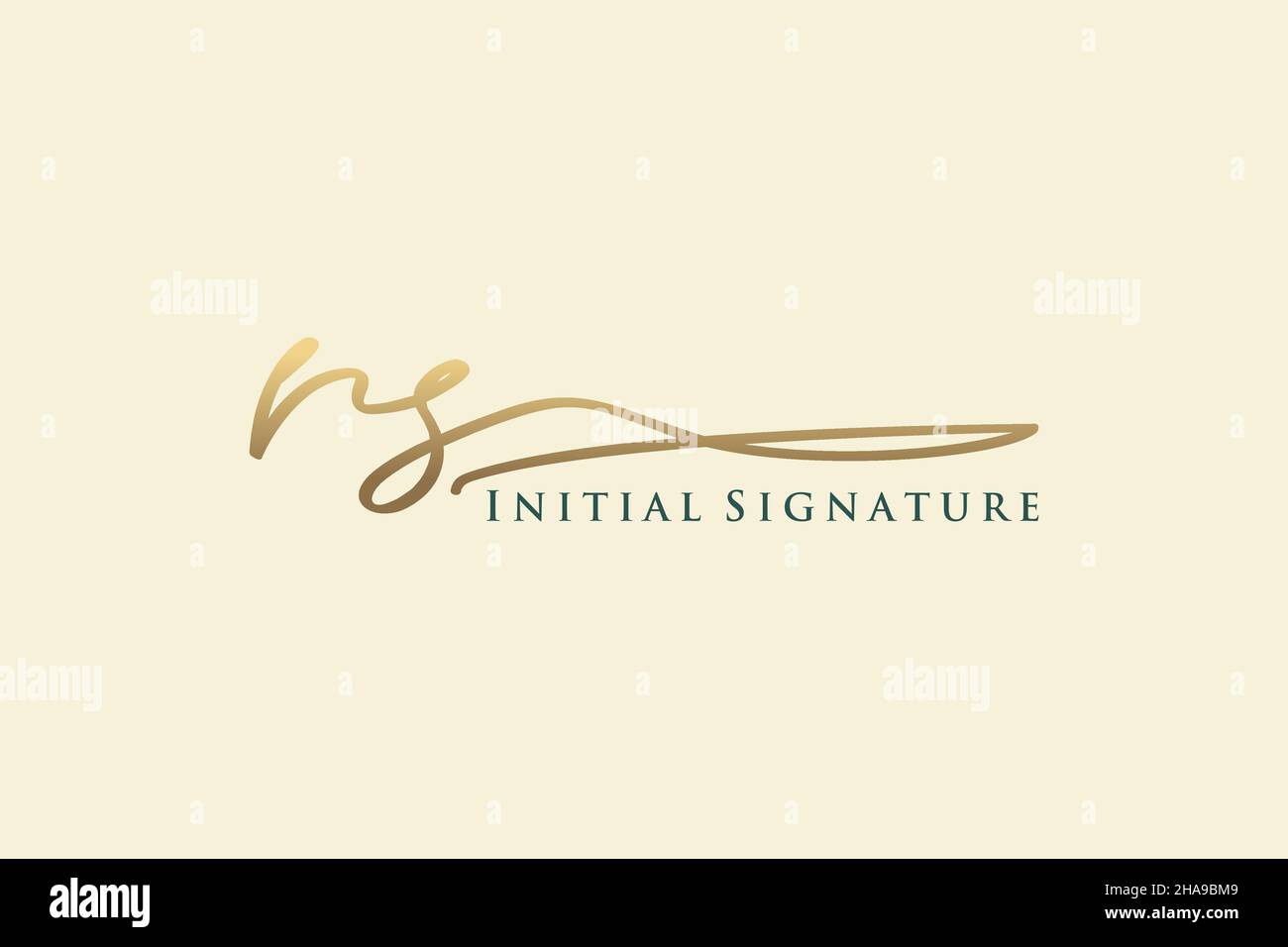 Modello con logo firmato RS Letter Logo elegante. Disegno a mano Calligraphy Lettering Vector Illustration. Illustrazione Vettoriale