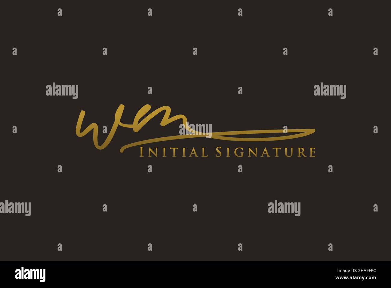 WM Letter Signature Logo Template elegante logo di design. Disegno a mano Calligraphy Lettering Vector Illustration. Illustrazione Vettoriale