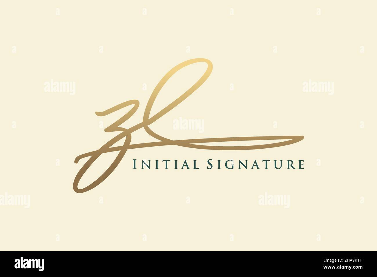 Logo ZL Letter Signature Template elegante design logo. Disegno a mano Calligraphy Lettering Vector Illustration. Illustrazione Vettoriale