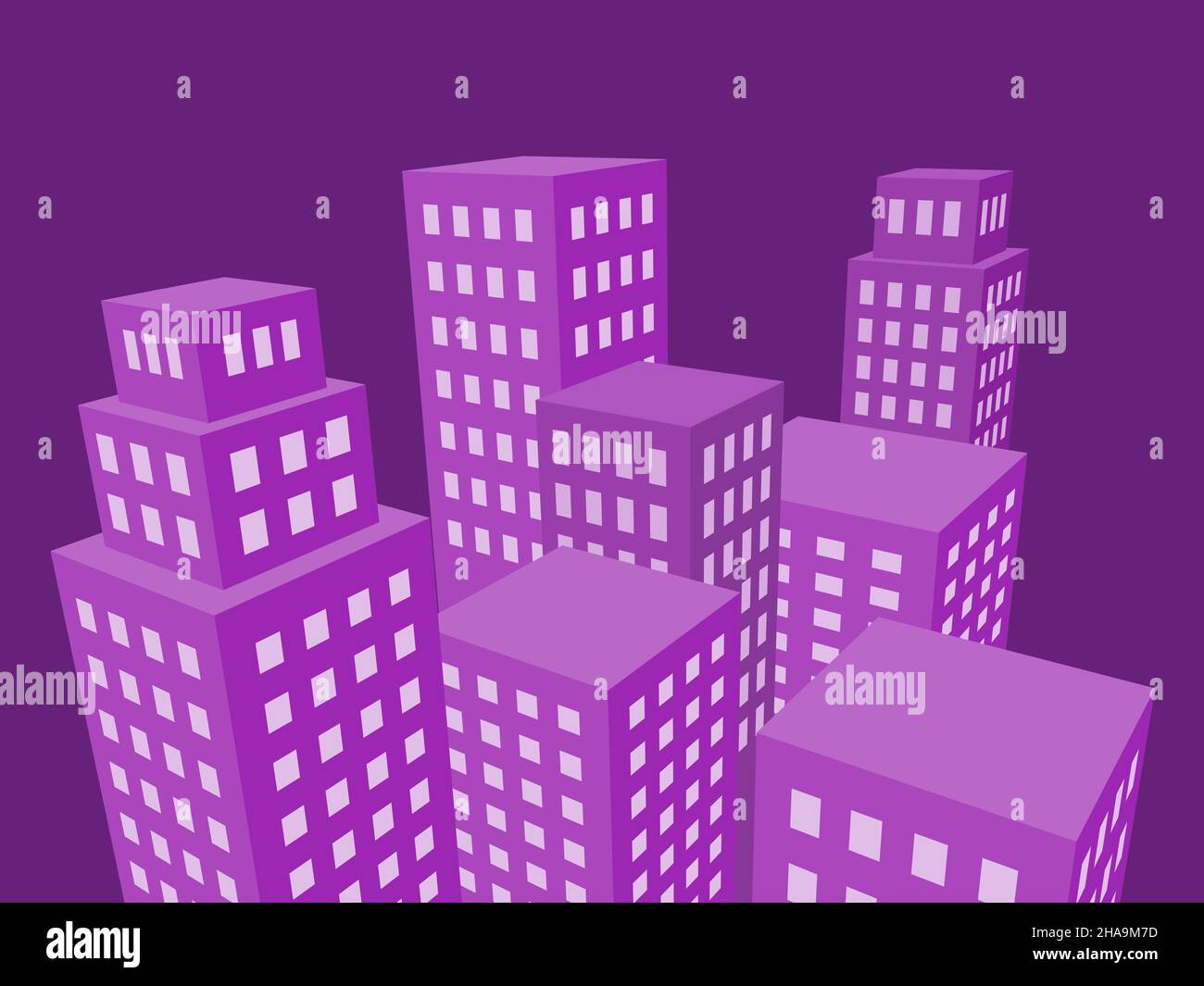 vista aerea degli edifici della città, 3d poster per muro Foto Stock