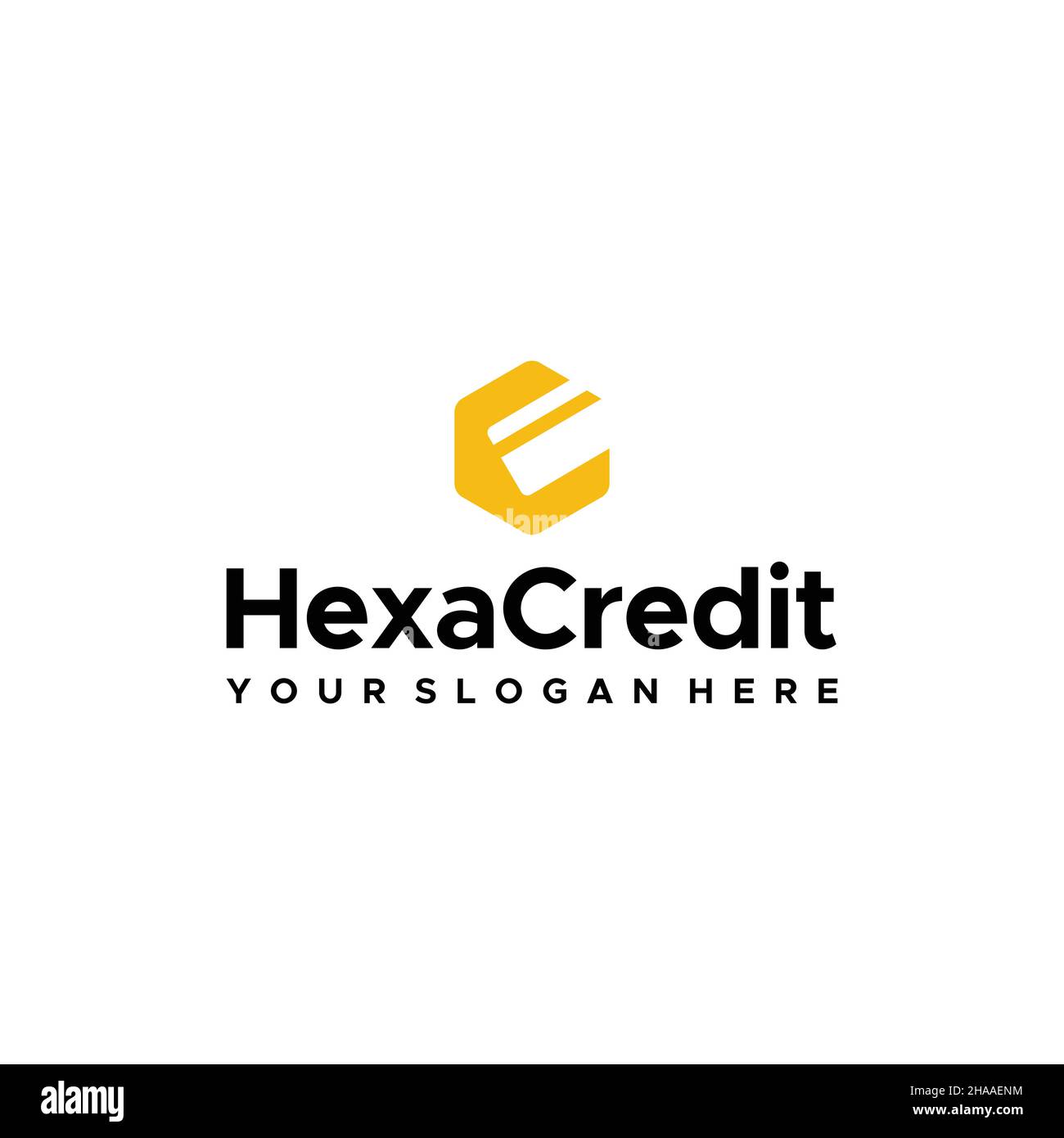 Design moderno con logo di CREDITO HEXA e lettera piatta Illustrazione Vettoriale