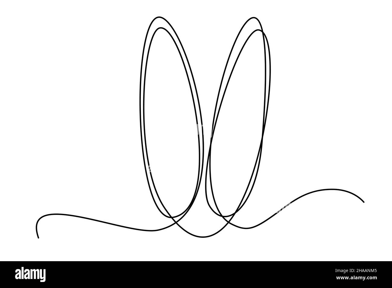 Pasqua coniglietto orecchie continuo una linea di disegno. Immagine semplice coniglio. Illustrazione vettoriale minimalista. Illustrazione Vettoriale