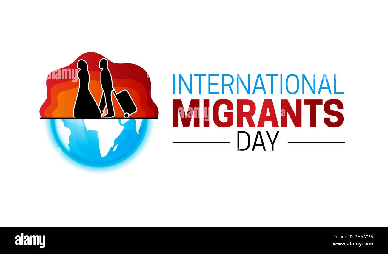 Illustrazione dell'icona del logo International Migrants Day Illustrazione Vettoriale