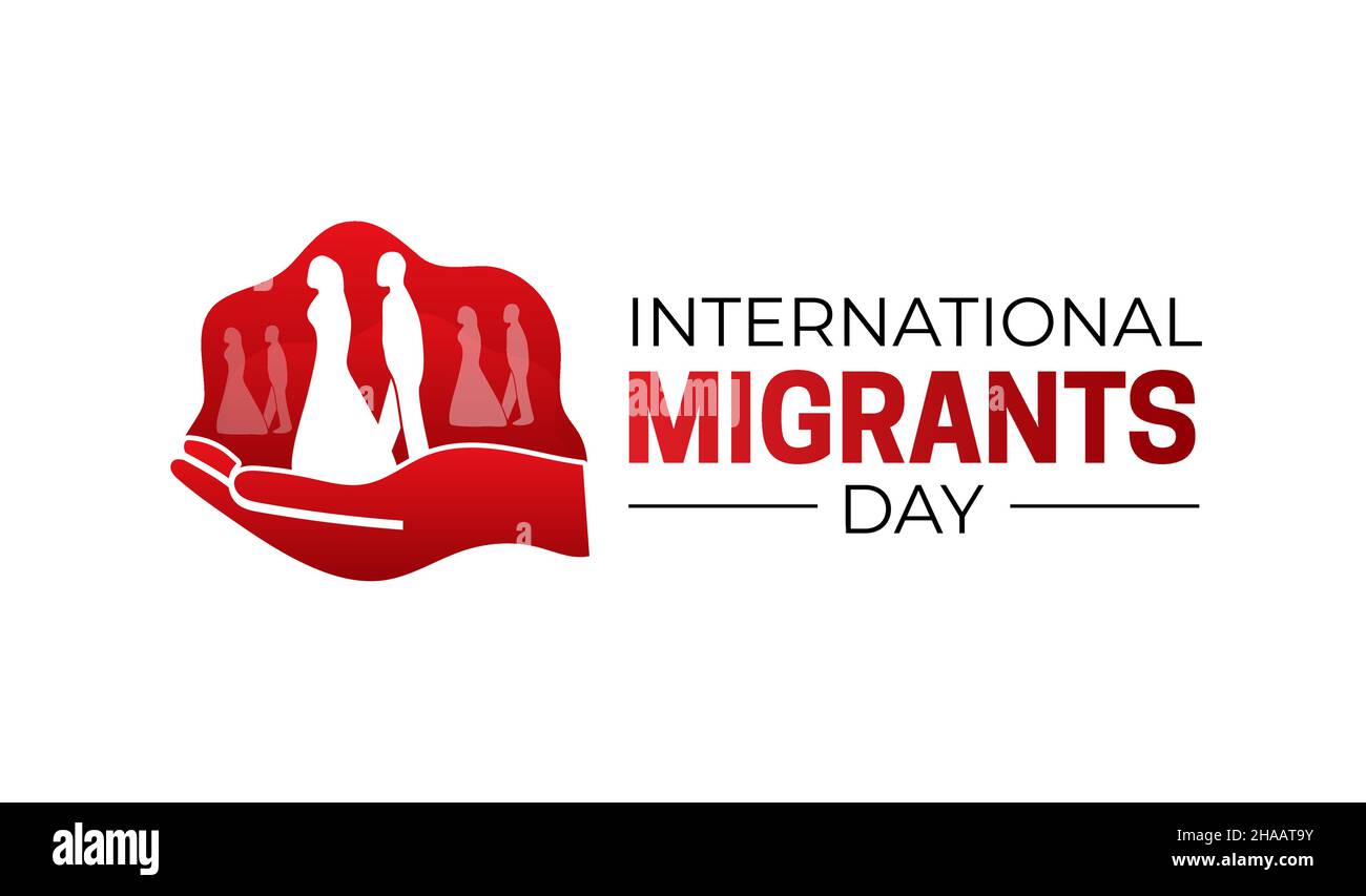 Icona del logo Red International Migrants Day Illustrazione Vettoriale