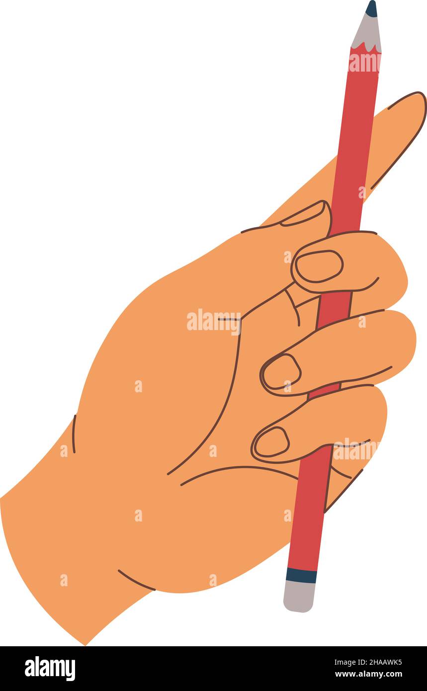 Mano che tiene matita affilata, disegno e pittura Illustrazione Vettoriale