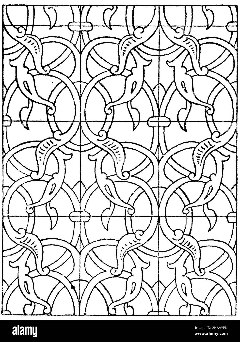 Disegno di parete: Pittura araba dalla moschea Kaitbay.(Prisse d'Avennes), , SL? (Libro di modello, ), Wandmalereimuster: Arabische Malerei aus der Moschee Kaitbay.(Prisse d'Avennes) Foto Stock