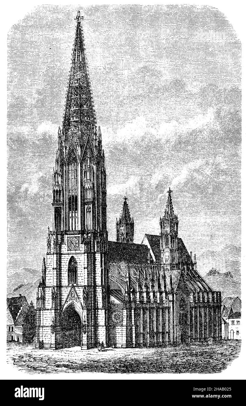 Cattedrale di Friburgo a Breisgau. Stile architettonico gotico., , (storia architettonica Foto Stock
