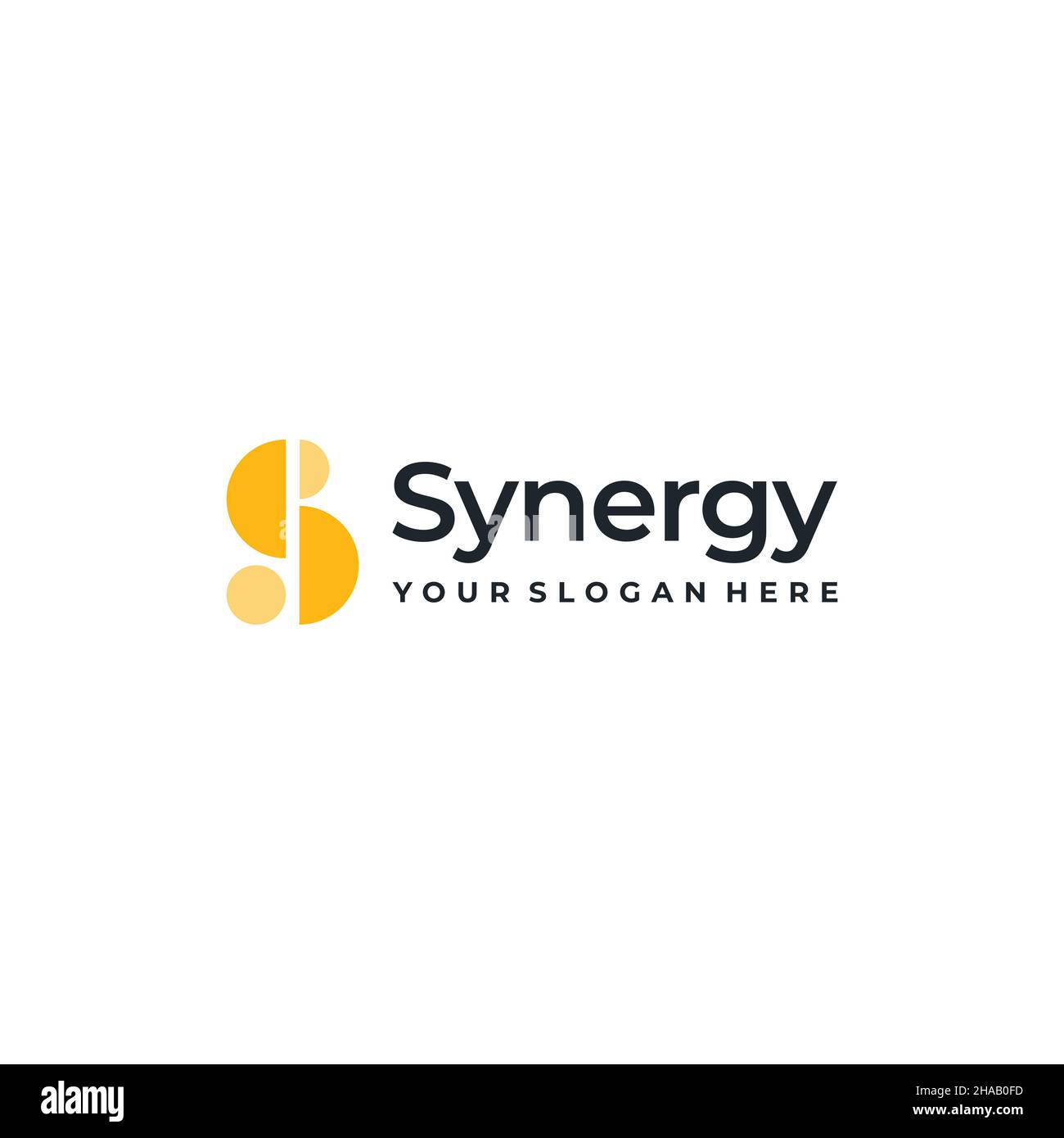 Design moderno con logo SYNERGY a lettere piatte Illustrazione Vettoriale