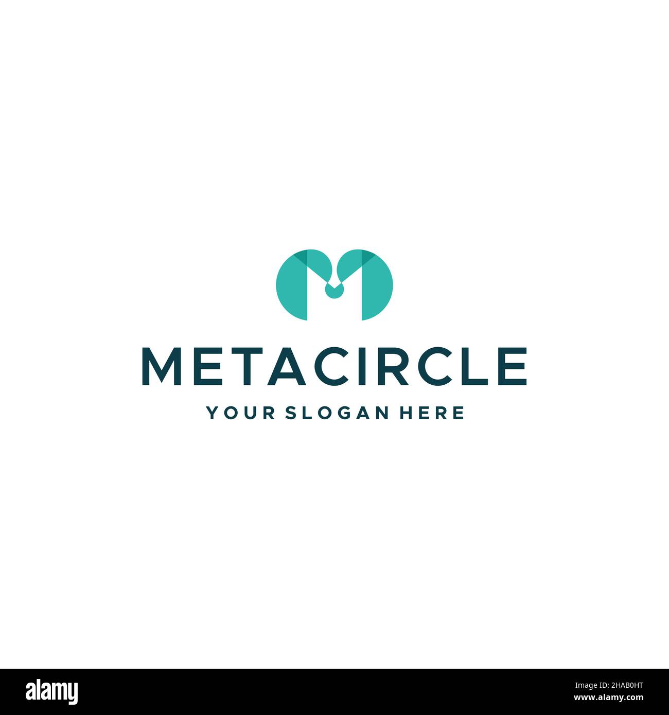Lettera piatta iniziale M disegno del logo METACIRCLE Illustrazione Vettoriale