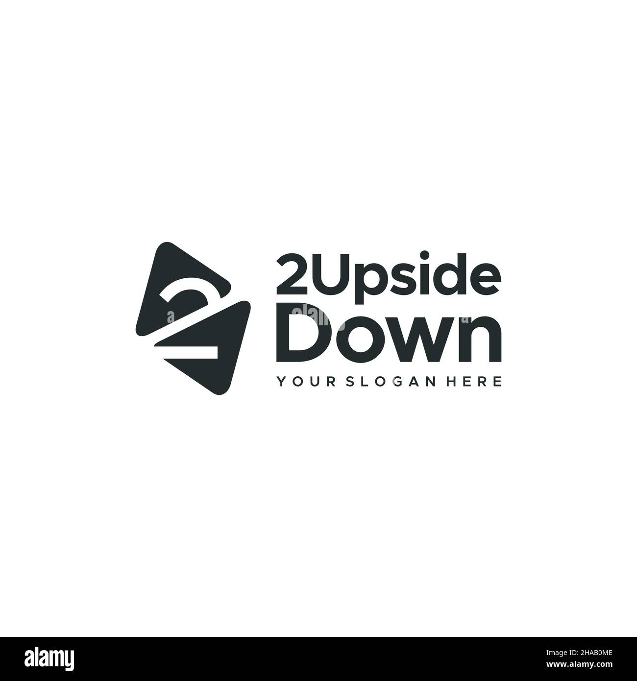 Design con logo a 2UPSIDEDOWN lettere piatte e triplo logo Illustrazione Vettoriale