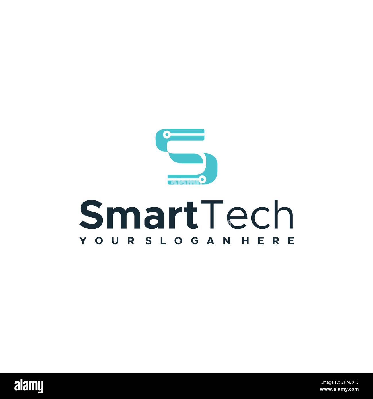 Design del logo S SMART TECH iniziale con lettera piatta Illustrazione Vettoriale