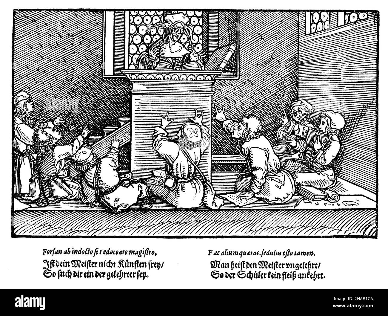 Una scuola nel 16th secolo. Dopo un taglio di legno di Hans Burgkmair (1473-1531) nel 'Bilder zu Schimpf und Ernst'., , Hans Burgkmair (libro di storia culturale, 1893), Eine Schulstube im 16. Jahrhundert. Nach einem Holzschnitt von Hans Burgkmair (1473-1531) in den 'Bildern zu Schimpf und Ernst' Foto Stock