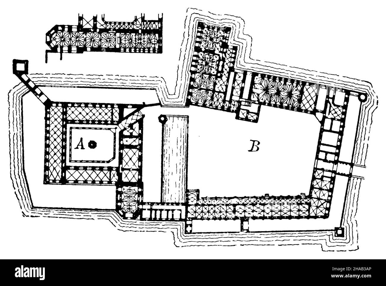 Castello di Marienburg vicino Hanover: Piano, , (enciclopedia, 1898), Schloss Marienburg bei Hannover: Grundriss, Château de Marienburg près de Hanovre : plan d'ensemble Foto Stock