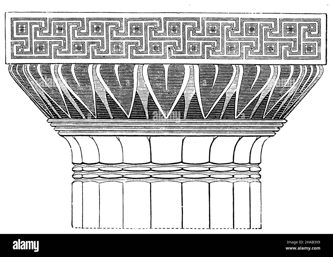 Painted Doric capital, , (libro di storia culturale, 1892), Bemaltes dorisches Kapitell, Chapiteau dorique peint Foto Stock