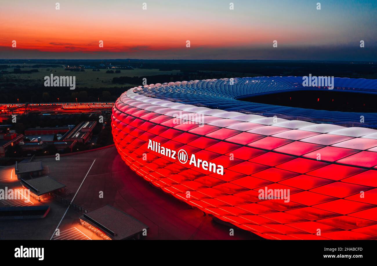 Allianz Arena - stadio di fama mondiale del Bayern Munich FC. Ottobre 2020 - Monaco di Baviera, Germania. Foto Stock