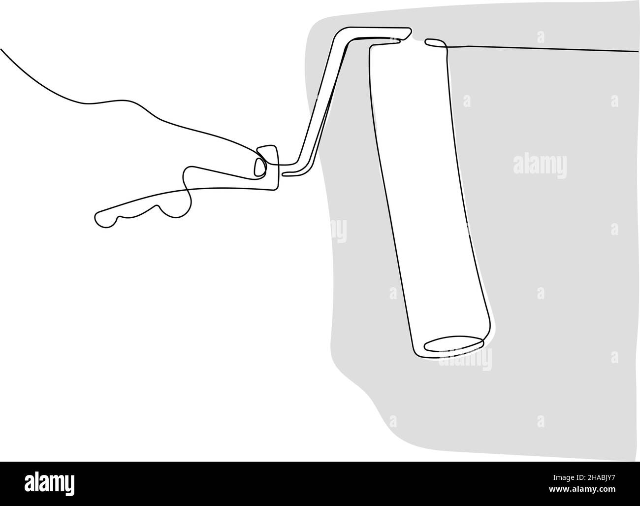 La mano umana tiene le spazzole di vernice con vernice Illustrazione Vettoriale