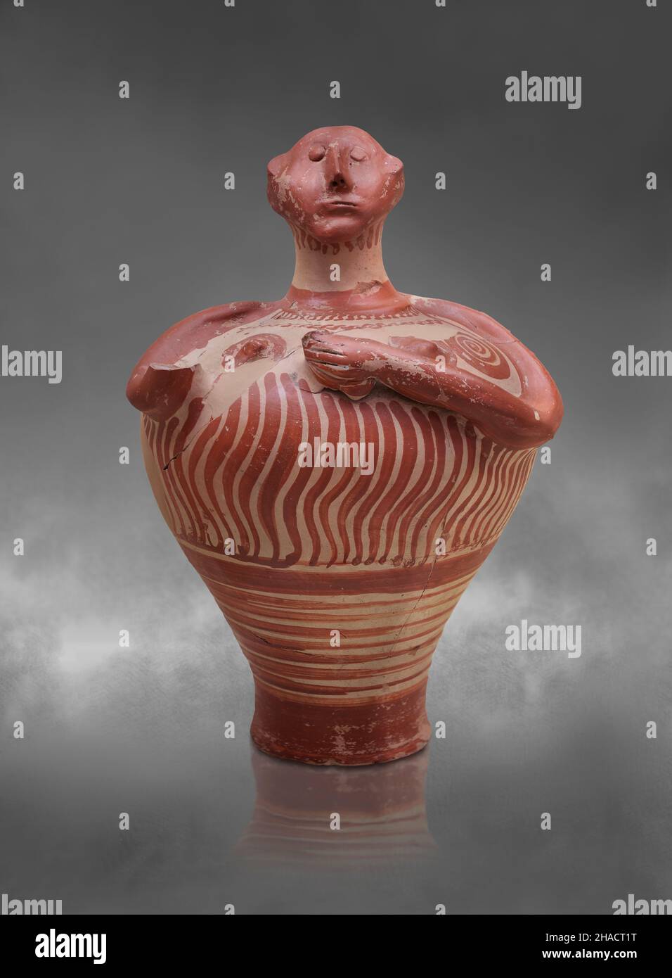 Vaso antropomorfo miceneo, 1250 - 1180 a.C. Tempio di Micene, Tomm 18, alcova. Museo del sito archeologico di Micene, Grecia. Fare riferimento a LH IIIB2. Non è k Foto Stock