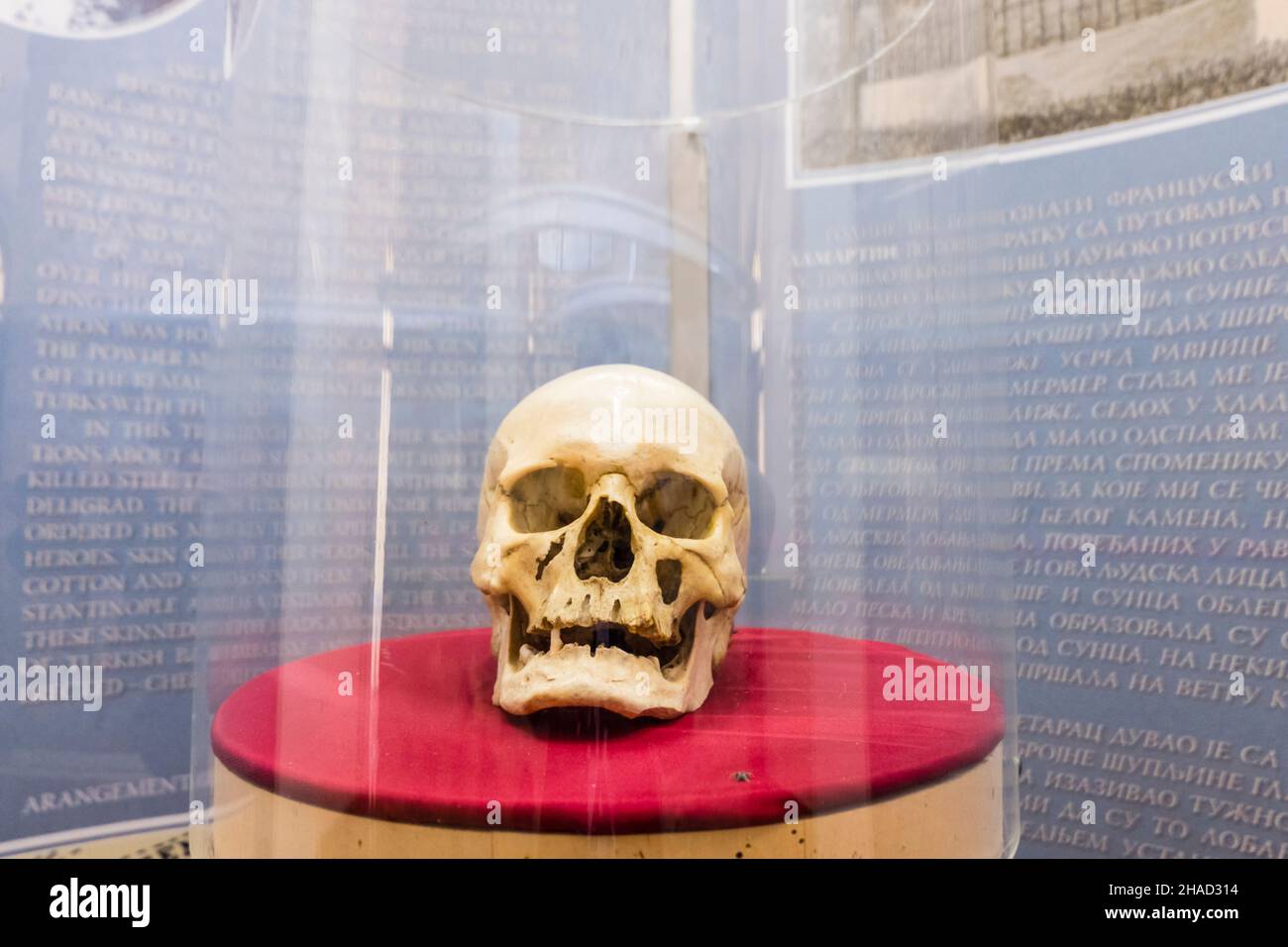 Cranio di Stevan Sindelic, Cele Kula, Torre del cranio, Niš, Serbia Foto Stock