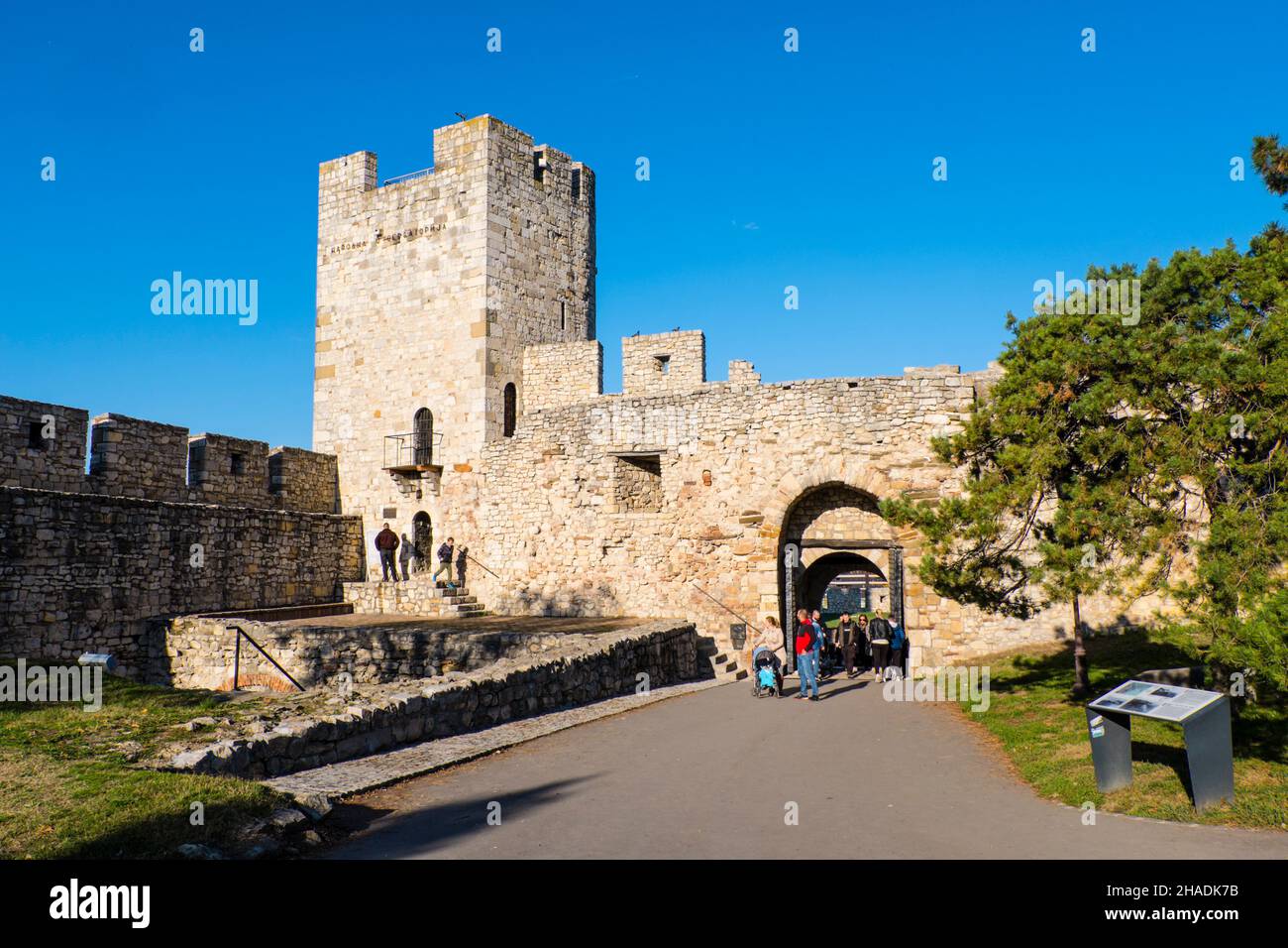 Torre di Castellan e porta di Despot, Parco Kalemegdan, Belgrado, Serbia Foto Stock