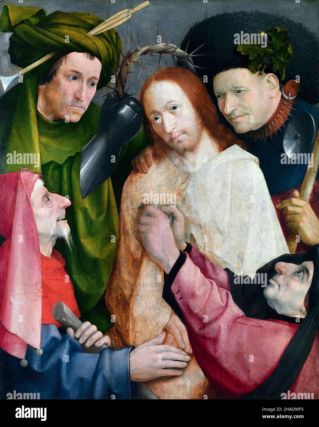 Cristo scherzò (il coronamento con spine) di Hieronymus Bosch (c.1450-1516), olio su pannello di quercia, c.1510 Foto Stock