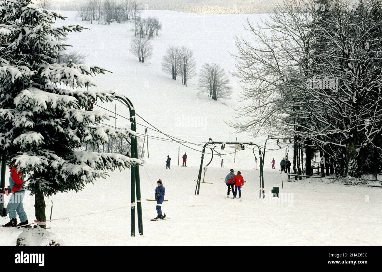 Zieleniec, 26.12.1995. Œwi¹teczny wypoczynek w Zieleñcu. (sig.) PAP/Adam Hawa³ej Zieleniec, 26.12.1995. Vacanze di Natale a Zieleniec. (sig.) PAP/Adam Hawalej Foto Stock