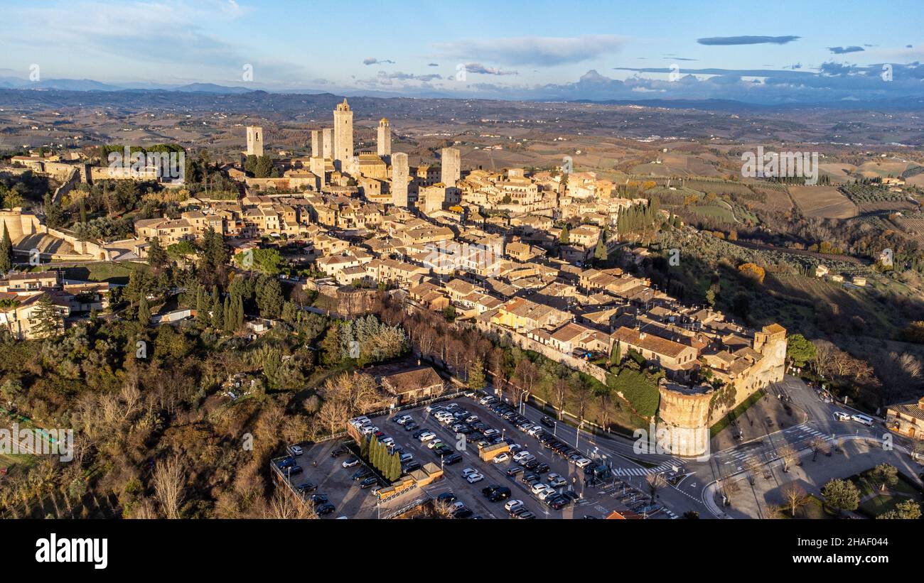 San Gimignano, Umbria, Italia Foto Stock