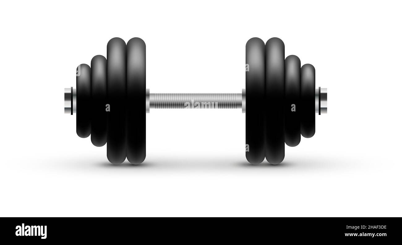 Pesante Dumbbell illustrazione realistica isolato su bianco. Illustrazione vettoriale. Illustrazione Vettoriale