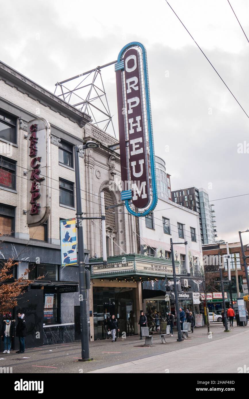 L'Orpheum è un teatro e un luogo di musica a Vancouver, British Columbia. Insieme al Queen Elizabeth Theatre e al Vancouver Playhouse, è par Foto Stock