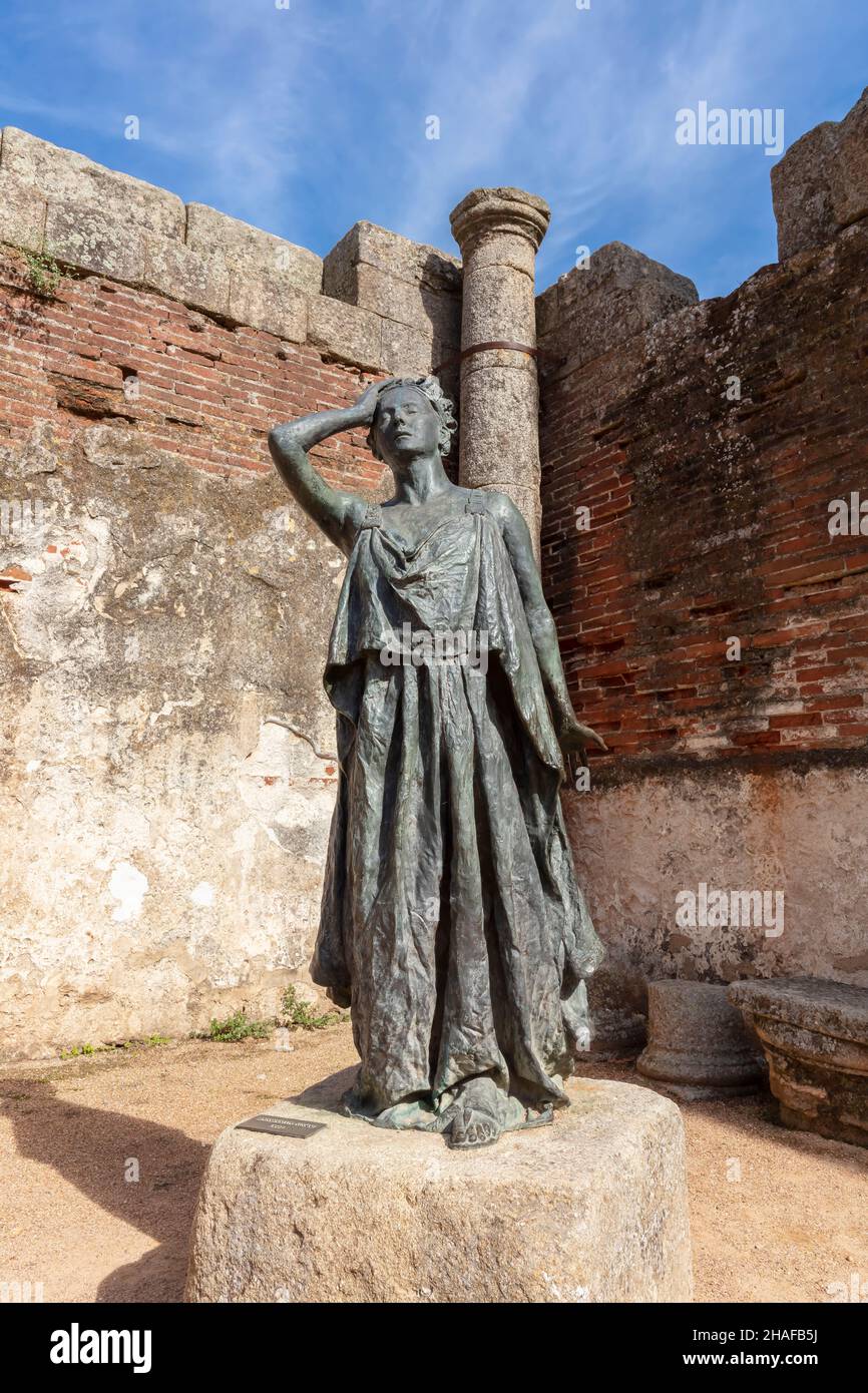 Rovine romane teatro di Merida, Badajoz, Spagna. Foto Stock