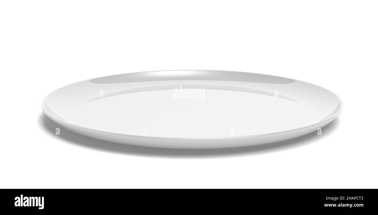 Piastra isolata su sfondo bianco. 3d illustrazione. Foto Stock