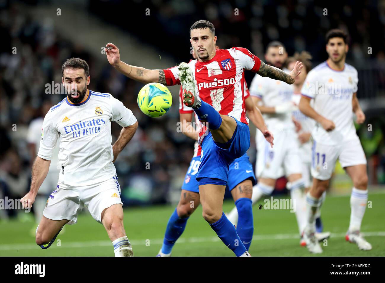 Madrid, spagnolo. 12th Dic 2021. Madrid, Spagna; 12.12.2021.- Real Madrid vs Atletico de Madrid Calcio a la Liga Spagna partita 17 2021-2022 tenutasi a Santiago Bernabeu, Madrid. Credit: Juan Carlos Rojas/dpa/Alamy Live News Foto Stock