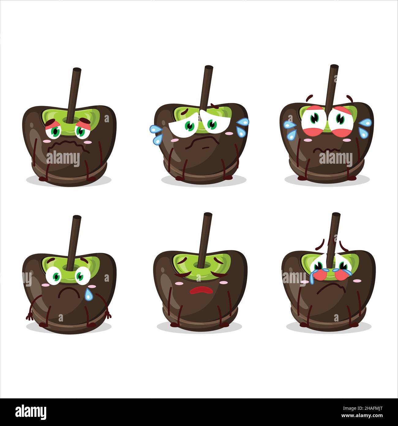Cioccolato zucchero caramella fumetto carattere con triste espressione. Illustrazione vettoriale Illustrazione Vettoriale